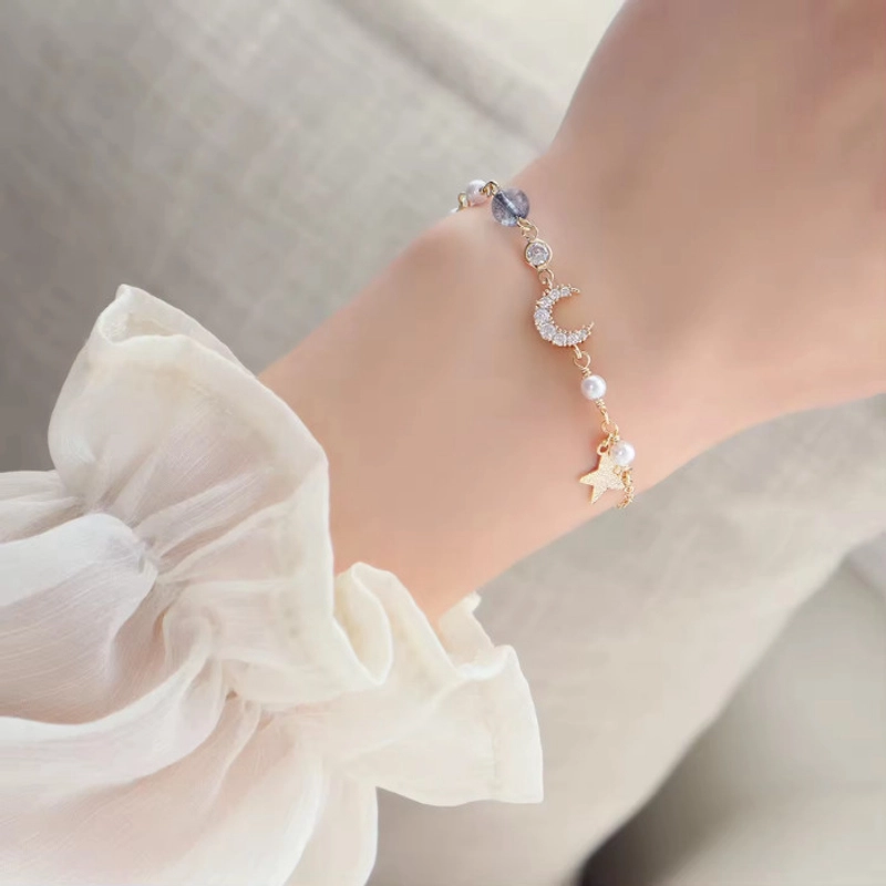 Product image KAHASIL - Gelang Titanium Wanita Barcelet Anti Karat Luntur Adjustable Mutiara Bintang KH037 all variant BLUE